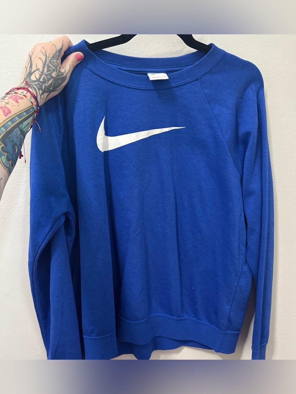 Nike Blue Crewneck Sweatshirt with White Swoosh
